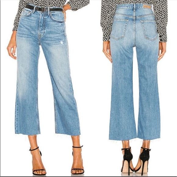 GRLFRND Denim - GRLFRND Bobbi Cropped Gonna Fly Now Wash High-Rise Jeans